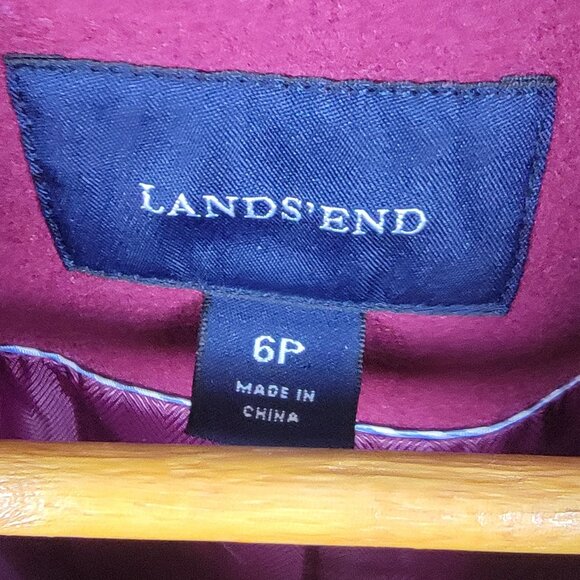 Lands' End Burgundy Wool Cashmere Blend Short Coat Jacket - 6P - Picture 13 of 14